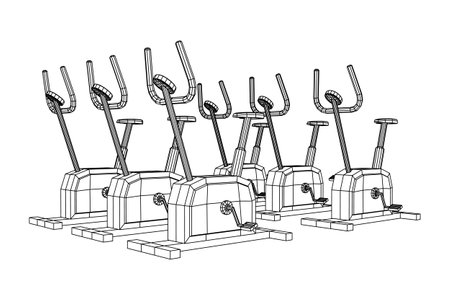 Excercise Bike. Gym equipment. Sport cardio fitness conceptのイラスト素材