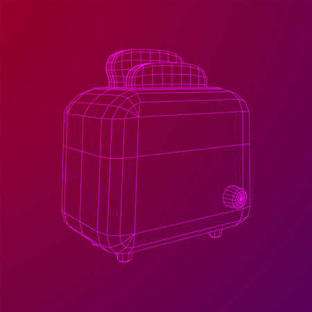 Toaster with two fried pieces of loaf prepared for a breakfast