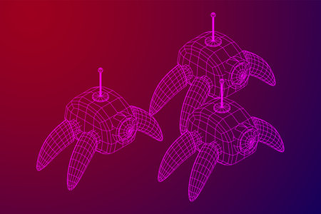 Spider robot with radar antenna. Nanobot, nanotechnology medical conceptのイラスト素材