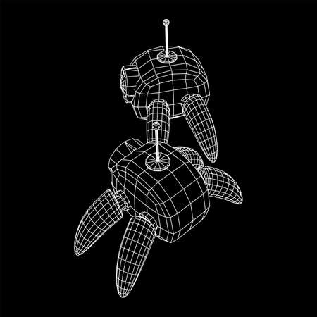 Spider robot with radar antenna. Nanobot, nanotechnology medical conceptのイラスト素材