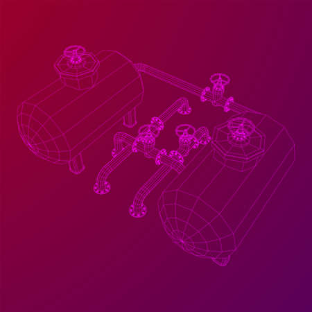 Oil tank for storage of flammable materials and pipeline with valveのイラスト素材