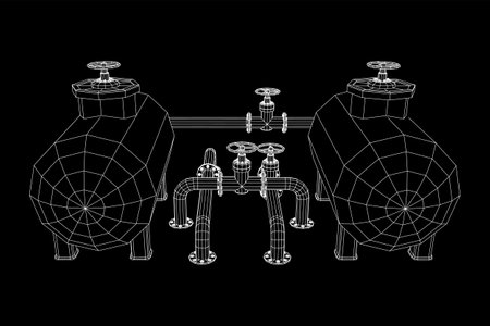 Oil tank for storage of flammable materials and pipeline with valveのイラスト素材