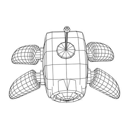 Spider robot with radar antenna. Nanobot, nanotechnology medical conceptのイラスト素材