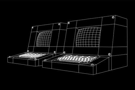 Classic retro perconal computer. Programming code conceptのイラスト素材