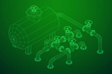 Oil tank for storage of flammable materials and pipeline with valveのイラスト素材