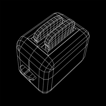 Toaster with two fried pieces of loaf prepared for a breakfastのイラスト素材