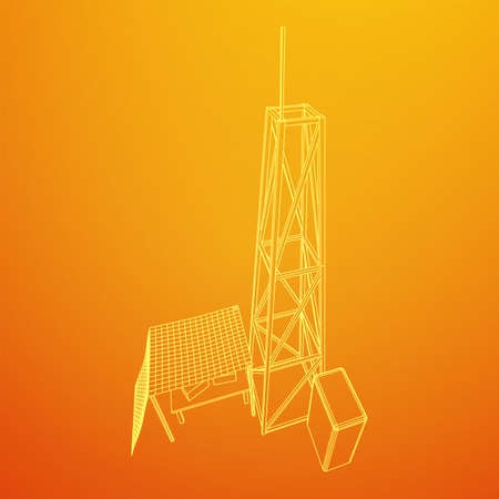 Antenna. Telecommunications signal transmitter radio tower. Communications concept. Wireframe low...