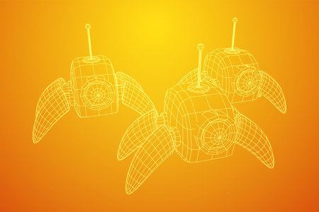 Spider robot with radar antenna. Nanobot, nanotechnology medical concept