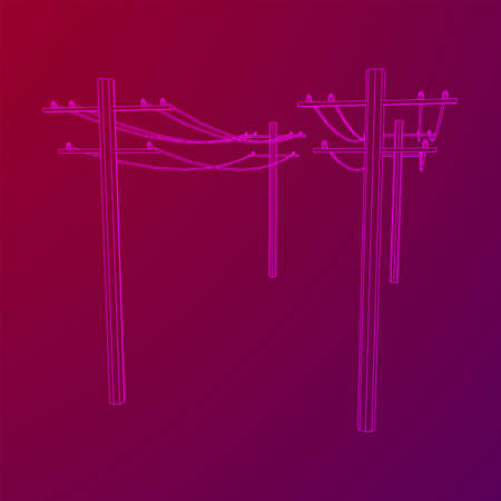 Power transmission high voltage pylon. Wireframe low poly mesh