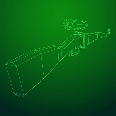 Sniper bolt-action rifle mosin nagant. Wireframe low poly meshのイラスト素材