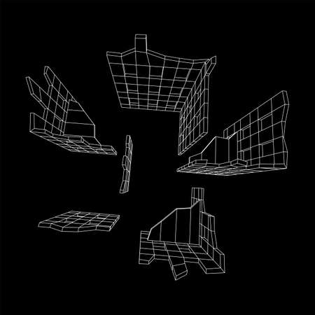 Destroyed building ruin and concrete, war destruction conceptのイラスト素材