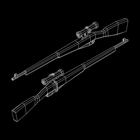 Sniper bolt-action rifle mosin nagant. Wireframe low poly meshのイラスト素材