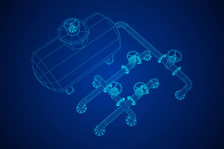 Oil tank for storage of flammable materials and pipeline with valveのイラスト素材