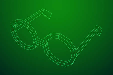 Nerd Round Retro Glasses. Wireframe low poly mesh vector illustration.のイラスト素材