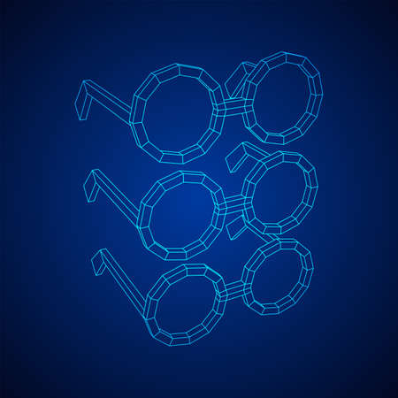 Nerd Round Retro Glasses Wireframe Vector Illustration.のイラスト素材