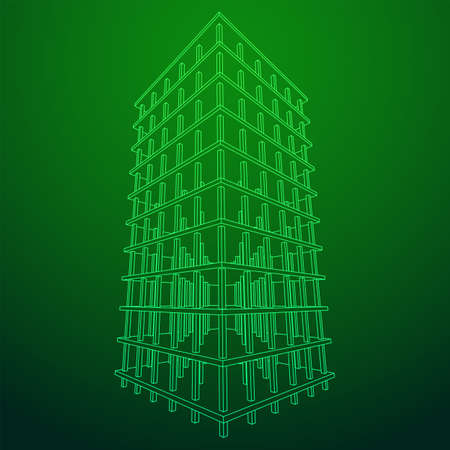 Building under construction. Wireframe low poly meshのイラスト素材