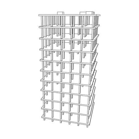 Building under construction. Wireframe low poly meshのイラスト素材
