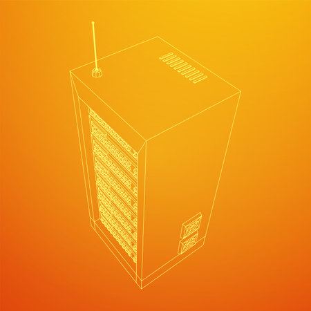 Data network server in cabinet. Diagnostic test in computer room technologyのイラスト素材