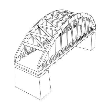 Bridge connection structure. Wireframe low poly meshのイラスト素材