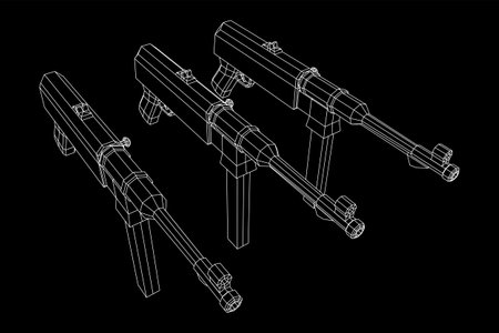 Submachine gun german MP 40 world war 2 firearms pistolのイラスト素材
