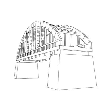 Bridge connection structure. Wireframe low poly meshのイラスト素材