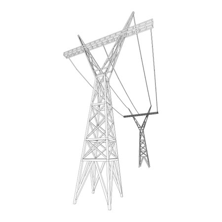 Power transmission tower high voltage pylon wireframeのイラスト素材
