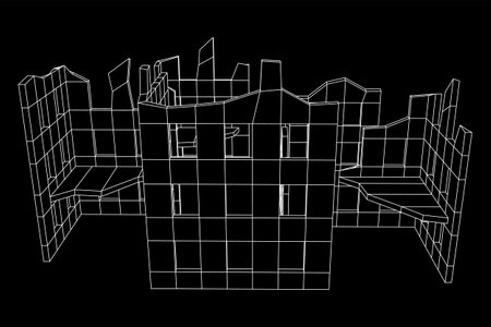 Destroyed building ruin and concrete, war destruction conceptのイラスト素材