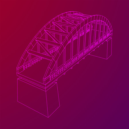 Bridge connection structure. Wireframe low poly meshのイラスト素材