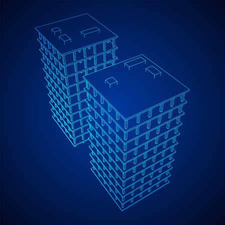 Building under construction. Wireframe low poly meshのイラスト素材