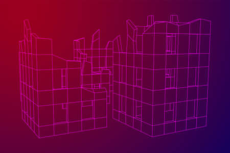 Destroyed building ruin and concrete, war destruction conceptのイラスト素材