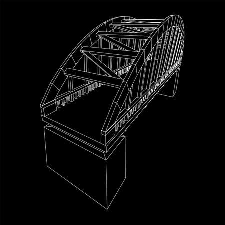 Bridge connection structure. Wireframe low poly meshのイラスト素材