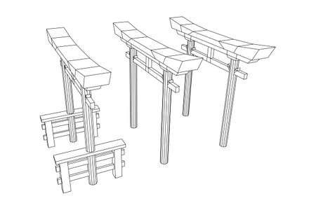 Torii sacred traditional gate Japan shintoism religion.のイラスト素材