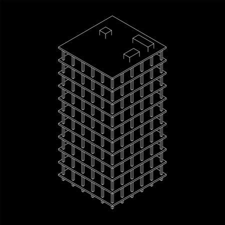 Building under construction. Wireframe low poly meshのイラスト素材