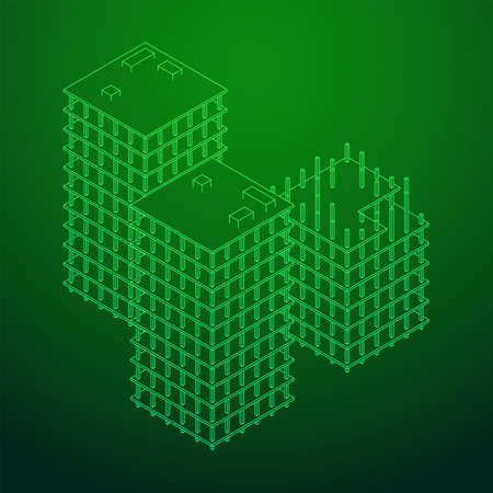 Building under construction. Wireframe low poly meshのイラスト素材