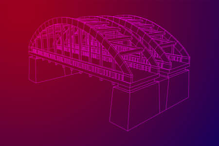 bridge connection structure. Wireframe low poly mesh vector illustration.のイラスト素材