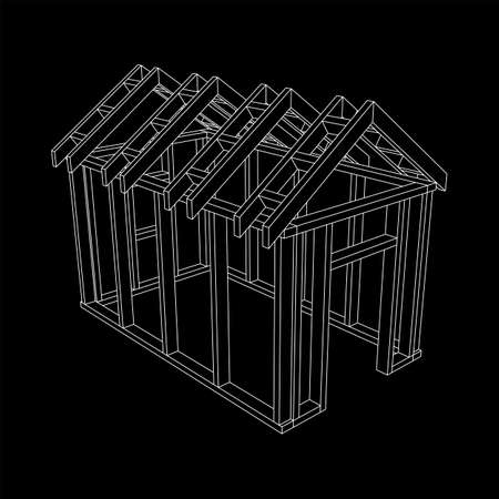 Building object or framing house. Greenhouse construction frame. Warm house Vector illustration. glasshouse concept imageのイラスト素材