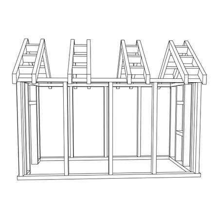 Building object or framing house. Greenhouse construction frame. Warm house Vector illustration. glasshouse concept imageのイラスト素材