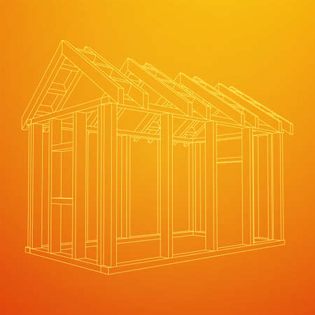 Building object or framing house. Greenhouse construction frame. Warm house Vector illustration. glasshouse concept imageのイラスト素材