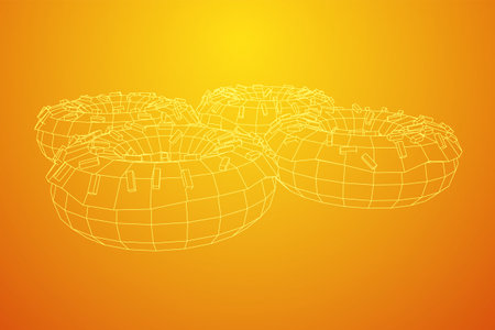 Donut with glaze and powder. simple modern design. Wireframe low poly mesh vector illustration