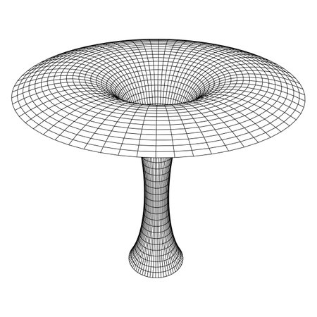 Wormhole tunnel mesh objects. Network wire frame low poly mesh vector illustrationのイラスト素材