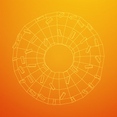 Donut with glaze and powder. Simple modern design. Wireframe low poly mesh vector illustrationのイラスト素材