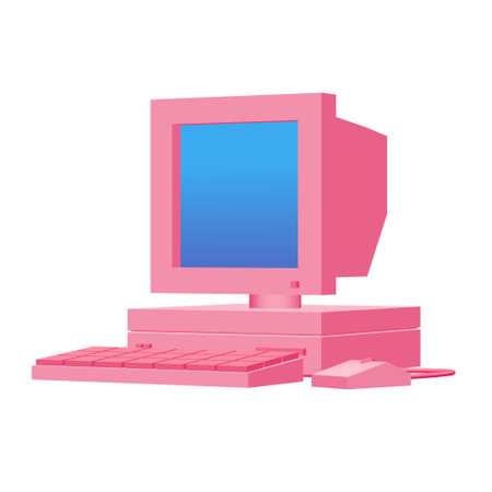 Retro computer with monitor mouse and keyboard. Business concept