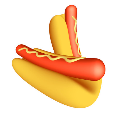 Hotdog fast food. 3d render illustration isolated on white backgroundの写真素材