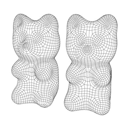Gummy bear. Jelly fruit candy. Wireframe low poly mesh vector illustrationのイラスト素材