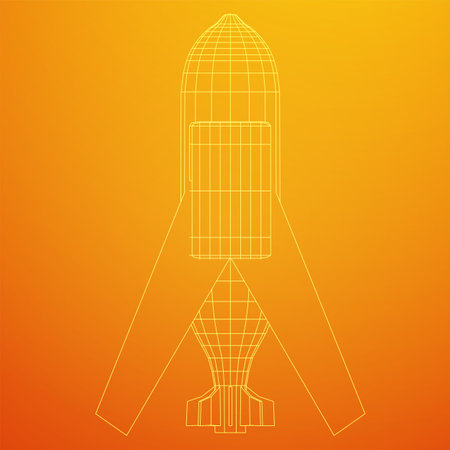 Aerial Weapon Guided Smart Bomb with Wings. Military concept. Wireframe low poly mesh vector illustration.のイラスト素材