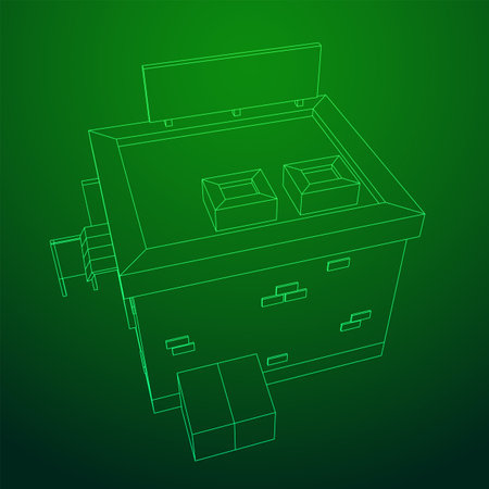 Shop market store. Small business. Wireframe low poly mesh vector illustration.のイラスト素材