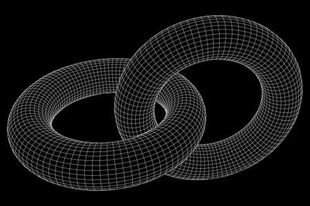 Abstract wireframe torus donuts. Vector technology background.のイラスト素材
