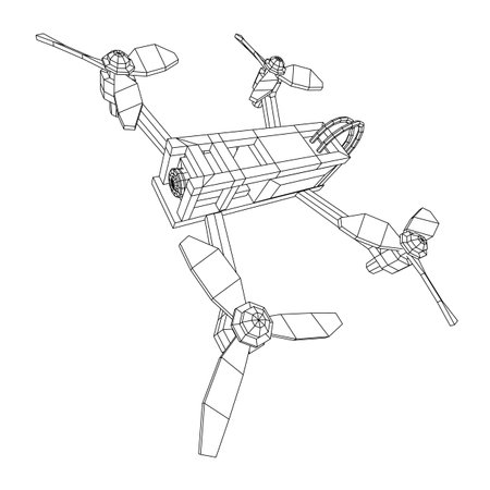 FPV Drone Racing freestyle sport flight. Hobby toys. Wireframe low poly mesh vector illustration.のイラスト素材