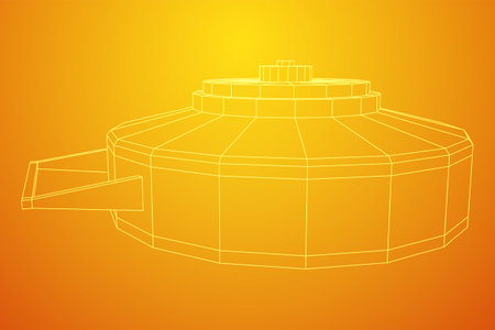 Anti-tank land mine. Army explosive weapon. Military object. Vector illustration. Wireframe low poly mesh vector illustrationのイラスト素材