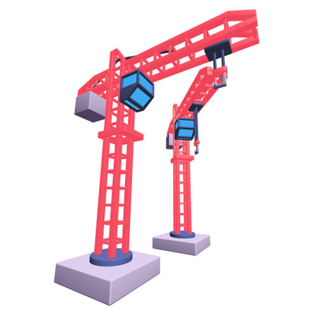 Construction crane tower. Building industrial concept. 3d render illustration.の写真素材